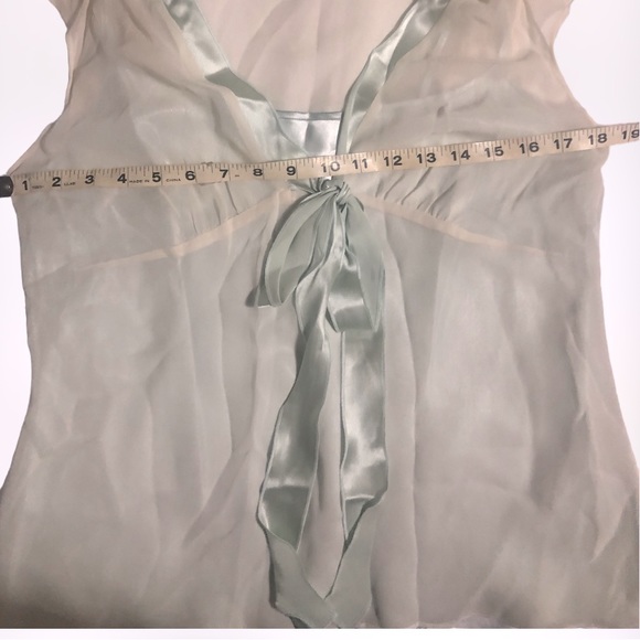 Banana Republic Mint Green Silk Edge on Sheer Off White Blouse Size Medium - Picture 3 of 4
